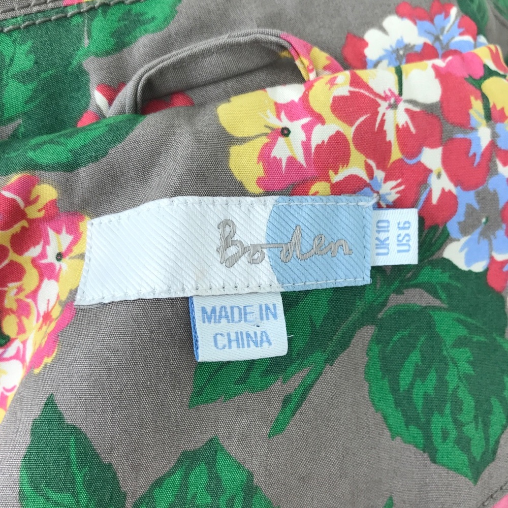 Boden Grey/Brown Pink Hydrangea Floral Print Coat - Picture 6 of 7